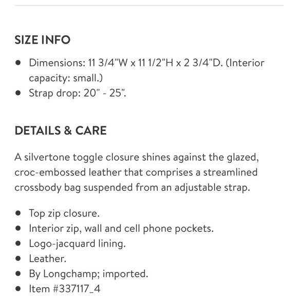 Longchamp Roseau Croc Embossed Crossbody Bag - Picture 14 of 15